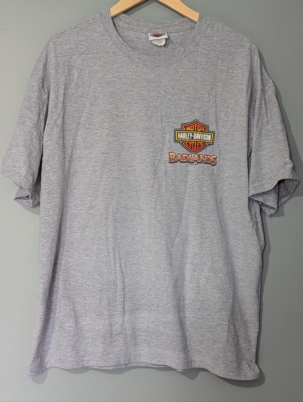 Harley-Davidson 2011 Badlands Wall,SD Men's Gray Graphic T-Shirt